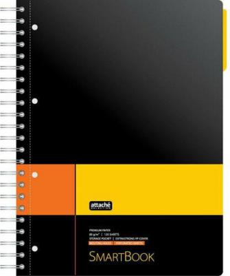 Бизнес-тетрадь Тетрадь SMARTBOOK А4 120л. клетка, спир, микроп, разд, карм, жел-оран