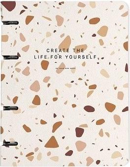 Тетрадь с кольцевым механизмом Terrazzo, коричневый, 120 листов, клетка – фото 1