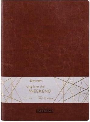 Тетрадь 48 л. в линию обложка гладкий кожзам, сшивка, A5, КОРИЧНЕВЫЙ, VIVA, 403893 – фото 2