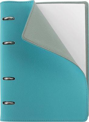 Тетрадь на кольцах А5, 120 л., под фактурную кожу, А5 "Joy", бирюзовый/серо-голубой, 129993 – фото 7