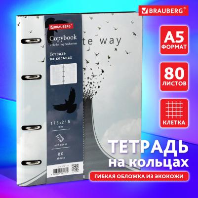 Тетрадь на кольцах А5, 80 л., под кожу, VISTA, "Infinite way", 112132 – фото 4