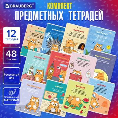 Тетради предметные, комплект 12 предметов, "Кот-энтузиаст", 48 листов, twin-лак – фото 6