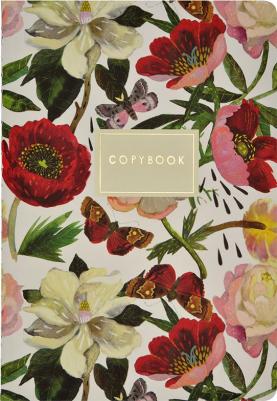 Тетрадь ЕВРО А5 40 л. сшивка, клетка, Soft Touch, фольга, бежевая бумага 70 г/м2, "ПИОНЫ", 7-40-104 – фото 3