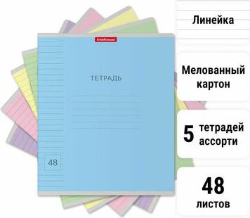 Тетрадь общая ученическая "Классика Visio", 48 листов, линейка, блок 5 штук – фото 3
