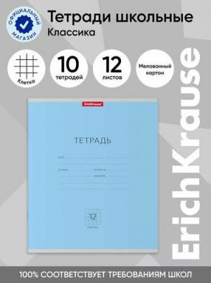 Тетрадь школьная, 12 листов, клетка, голубая, упаковка 10 штук – фото 7