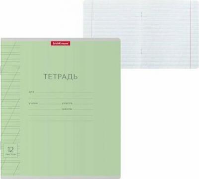 Тетрадь школьная ученическая Классика с линовкой зеленая, 12 листов, косая лин – фото 1