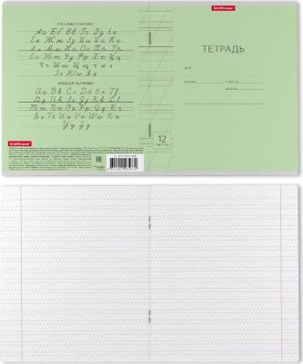 Тетрадь школьная ученическая Классика с линовкой зеленая, 12 листов, косая лин – фото 7