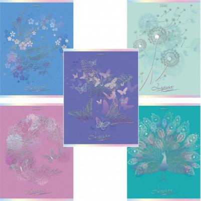 Тетрадь А5, 48 л., скоба, клетка, матовая ламинация, 3D, "Вдохновение", 48Т5лофВ1