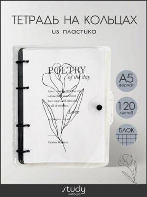 Тетрадь Poetry. Прозрачный, 120 листов, клетка, кольцевой механизм