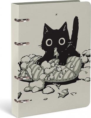 Тетрадь на кольцах со сменным блоком Naughty Cat, А5+, 120 листов, клетка – фото 1