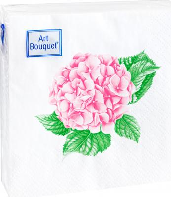 Салфетки бумажные розовая гортензия 20х20 2сл 30л