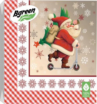 Салфетки бумажные 3-х слойные Дед Мороз и самокат 33x33 см 20 шт