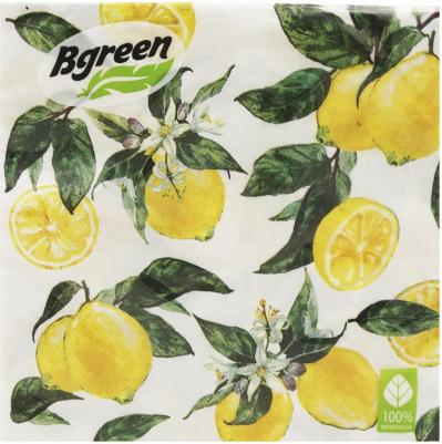 Салфетки бумажные Лимон трехслойные 33х33 см 20 шт – фото 2
