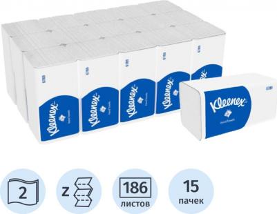 Kimberly Clark Полотенца бумажные листовые Kimberly-Clark Interfold Z-сложения 2-слойные 15 пачек по 186 листов – фото 11