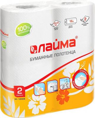 Полотенца бумажные бытовые, спайка 2 шт., 2-х слойные, 22х23 см, белые, 126906