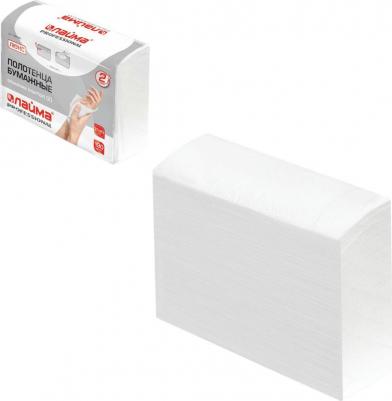 Полотенце бумажное КОМПЛЕКТ 190 шт., ЛЮКС, 2-слойное, белое, 23х21, 126559 – фото 1