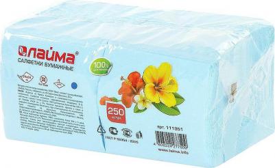 Салфетки бумажные, 250 шт., 24х24 см, синие, 100% целлюлоза, 111951 – фото 3