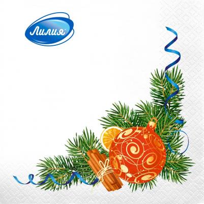 Бумажные салфетки Дед Мороз с подарками двухслойные 33 х 33 см 20 шт – фото 2