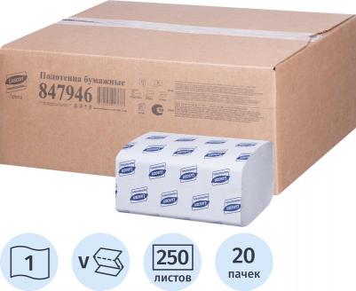 Полотенца бумажные листовые V-сложения 1-слойные 20 пачек по 250 листов – фото 10