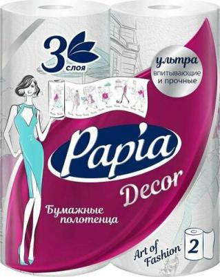 Бумажные полотенца Decor 3 слоя 2 рулона