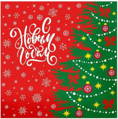 Салфетки бумажные 20 штук, 33 х 33 см, "Елочка", 3-х слойные – фото 2