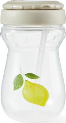 14011, Поильник детский с трубочкой, поильник непроливайка детский 360 мл, бежевый – фото 2