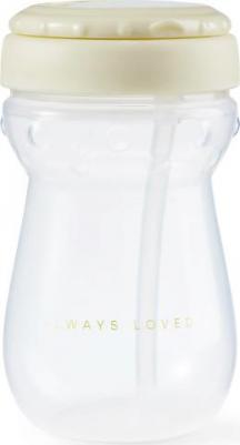 14011, Поильник детский с трубочкой, поильник непроливайка детский 360 мл, кремовый – фото 2