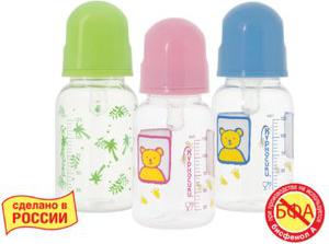 Бутылочка с крышкой соска силикон 125мл (11001)