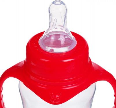 Бутылочка для кормления детская приталенная, с ручками, 150 мл, от 0 мес., цвет красный – фото 5