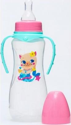 Бутылочка для кормления Которусалка, 250 мл приталенная, с ручками, цвет розовый – фото 7