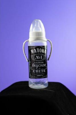 Бутылочка для кормления "Молоко № 1" детская классическая, с ручками, 250 мл, от 0 мес., цвет чёрный – фото 2