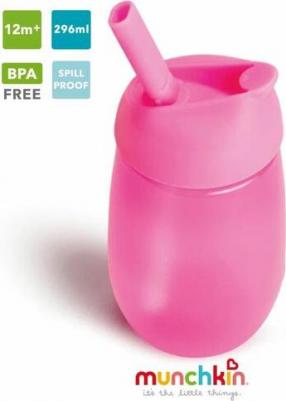 Поильник непроливайка с трубочкой simple clean straw 296 мл 12m+, розовый 90019