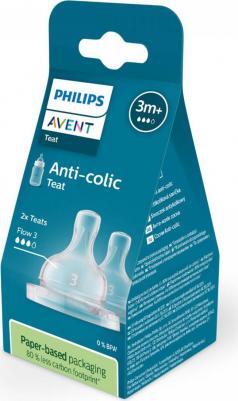 Соска силиконовая со средним потоком Anti-colic SCY763/02 от 3 мес, 2 шт – фото 2