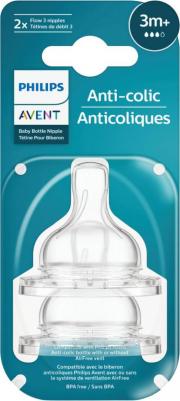 Соска силиконовая со средним потоком Anti-colic SCY763/02 от 3 мес, 2 шт