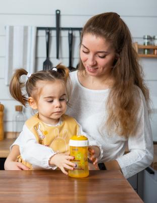 Поильник, с трубочкой и крышечкой, голубой, 360 мл – фото 16