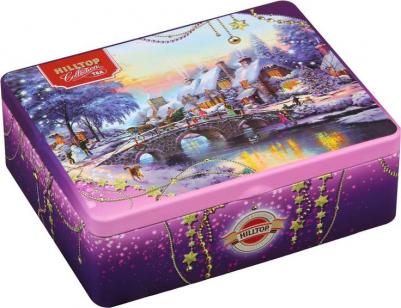 Чайный набор Шкатулка "Новогодний Пейзаж" 4 чайницы и заварная ложка-ситечко – фото 3