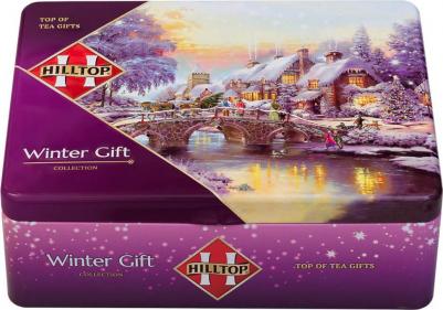 Чайный набор Шкатулка "Новогодний Пейзаж" 4 чайницы и заварная ложка-ситечко – фото 5