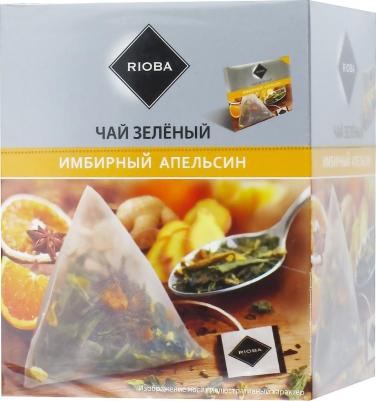 Чай зеленый имбирный апельсин байховый крупнолистовой ароматизированный 20 пакетиков