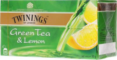 Green Tea & Lemon зеленый чай с цедрой лимона в пакетиках, 25 шт – фото 1