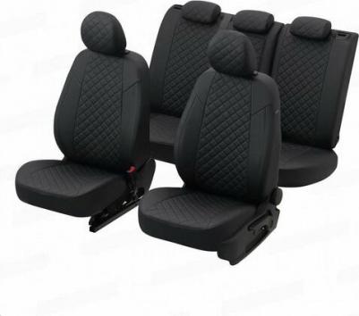 Авточехлы для Toyota Camry 6 XV40 2006-2011 Черный Экокожа с ромбом ta-km-v40-chch-r – фото 2