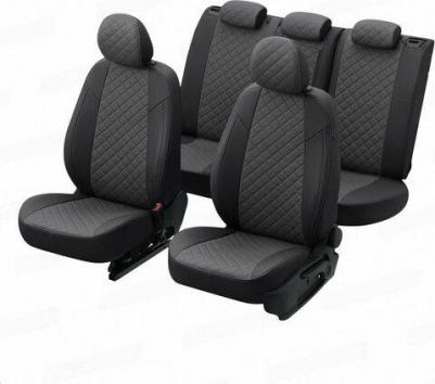Чехлы для Тойота Королла 10 седан / Премиум авточехлы на сиденья Toyota Corolla Sd Е140, Е150, черный с темно-серой вставкой – фото 4