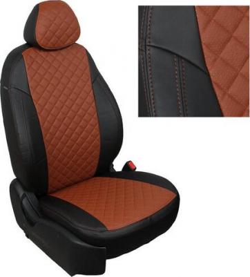 Чехлы на Форд Фокус 2 седан, хэтчбек, универсал Гиа, Титаниум для сиденья авто, Пилот, Экокожа ромб, Черный с коричневой вставкой