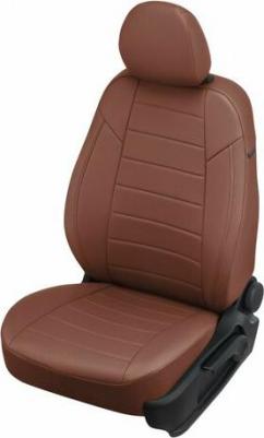 Чехлы на Хендай Солярис 2 седан / Киа Рио 4 седан, Х-Лайн, Рио Х задняя спинка раздельная 40/60 из экокожи, Коричневый – фото 2