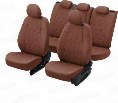 Чехлы на Хендай Солярис 2 седан / Киа Рио 4 седан, Х-Лайн, Рио Х задняя спинка раздельная 40/60 из экокожи, Коричневый – фото 3