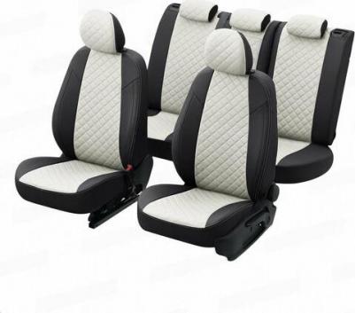 Чехлы на Nissan Almera G15 задняя спинка 40/60 2013-2019. Чехлы для Ниссан Альмера g15, для комплектации где задняя спинка из двух частей – фото 2