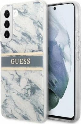 Чехол Guess PC/TPU Marble with Gold stripe Hard для Galaxy S22 Plus, цвет Синий