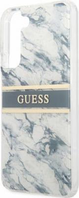 Чехол Guess PC/TPU Marble with Gold stripe Hard для Galaxy S22 Plus, цвет Синий – фото 1