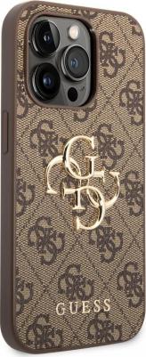 Чехол Guess PU 4G Big metal logo Hard для iPhone 14 Pro, цвет Коричневый