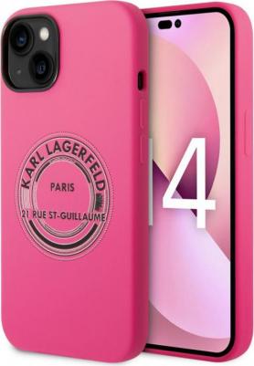 Чехол Karl Lagerfeld Liquid silicone Round RSG logo Hard для iPhone 14, Розовый