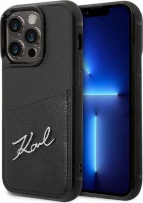 Чехол Karl Lagerfeld PU with Cardslot Signature logo Hard для iPhone 14 Pro, Черный